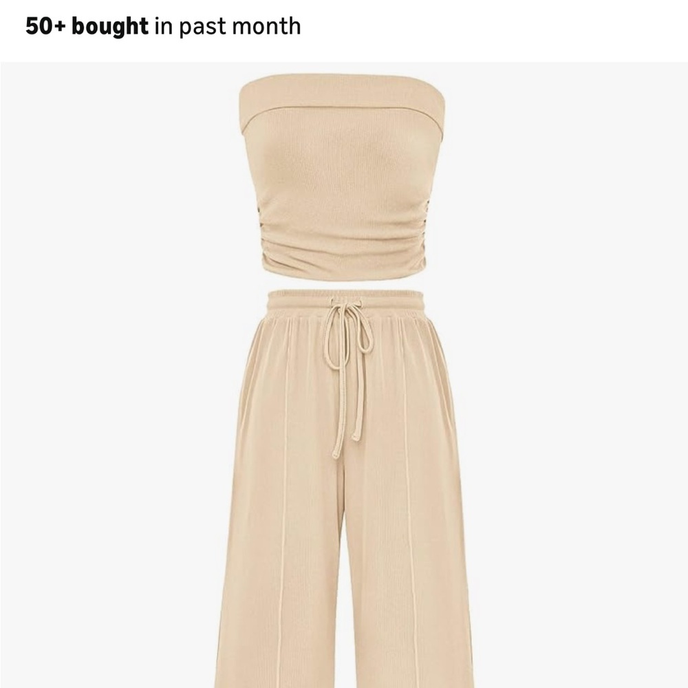 Chic Beige Strapless Jumpsuit